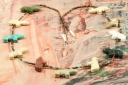 Zuni Indian Pen Shell Heishi Badger Necklace